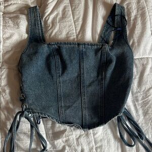 Denim Corset Top with Tie Details